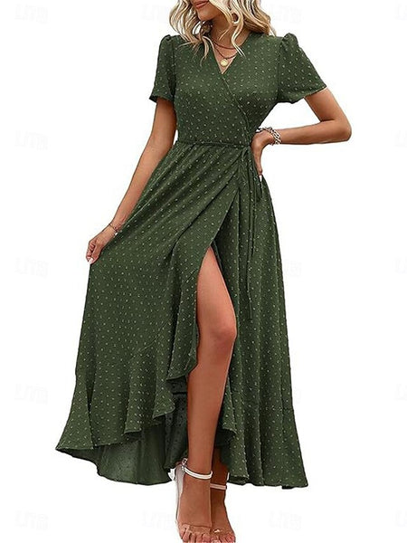 Women's Casual Dress Maxi Dress Ruffle Patchwork Date