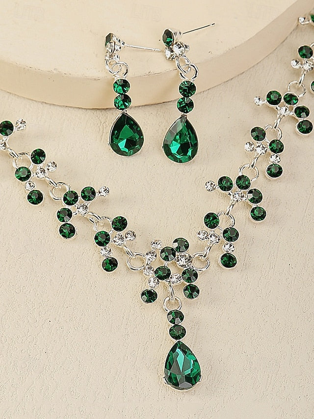 Crown Tiara and Necklace – Sparkling Diamond Set Gold-Plated FashionChic