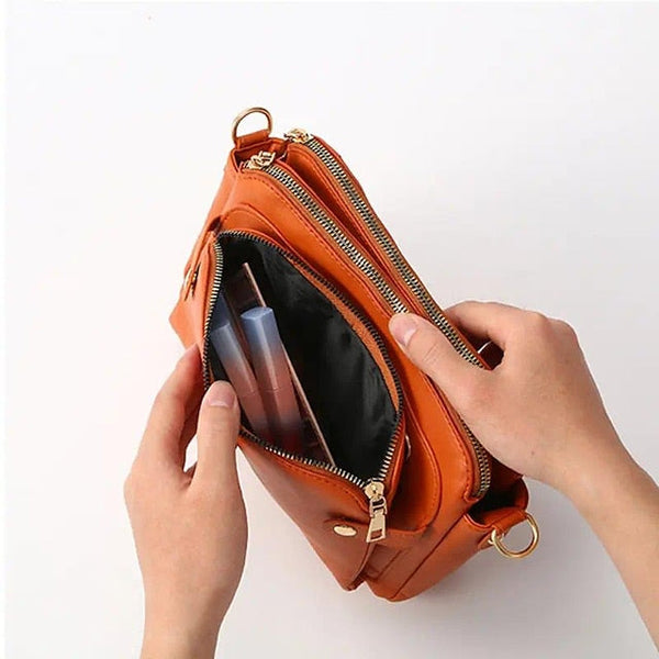 Shoulder Leather Women's Vintage Three-Layer Crossbody FashionChic