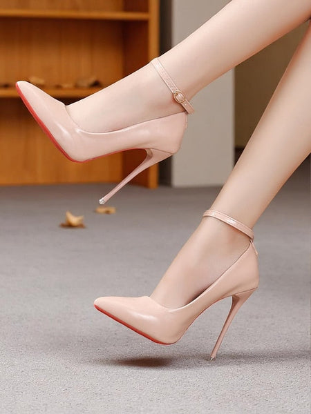 with Women's Heels Black Patent Stiletto Ankle Leather FashionChic