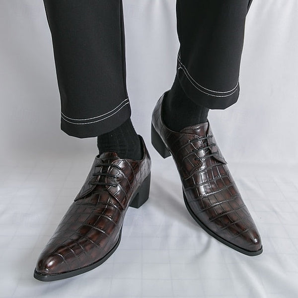 Pattern Dress Shoes Crocodile Leather – Red Faux Men's FashionChic