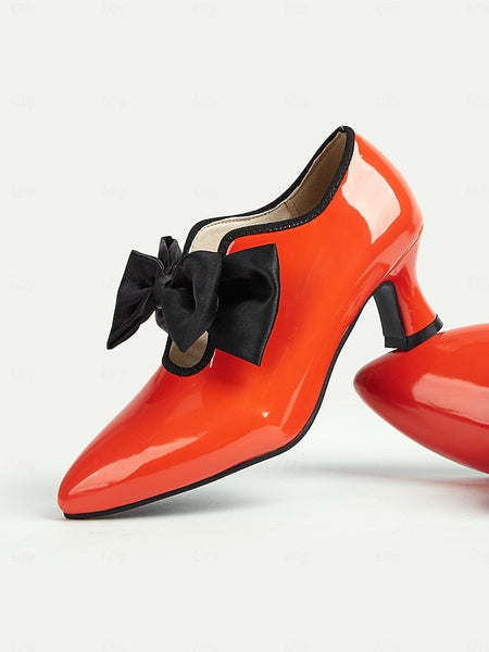 Red Women's Vintage Low Patent Shoes – 1920s Heel Leather FashionChic