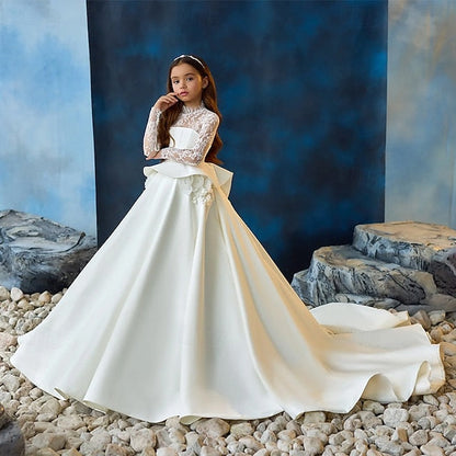 Girls' Color Dress Solid Party Communion Kids First FashionChic