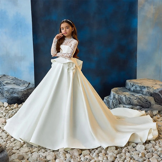 Girls' Color Dress Solid Party Communion Kids First FashionChic