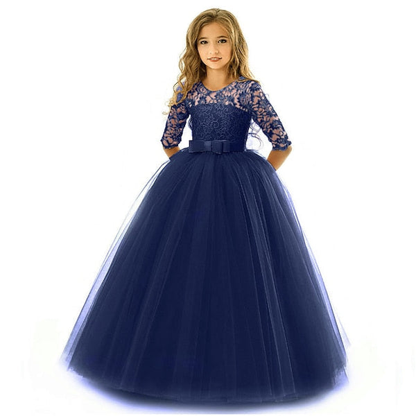 Girls' Flower Sleeve Kids Half Dress Girl Wedding FashionChic