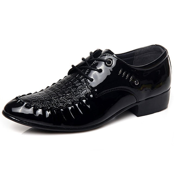 Shoes Dress Black Crocodile Faux Patent Leather - Men's FashionChic