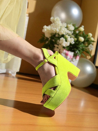 - Hot Pink Suede with Platform Ankle Sandals Strap Women's FashionChic