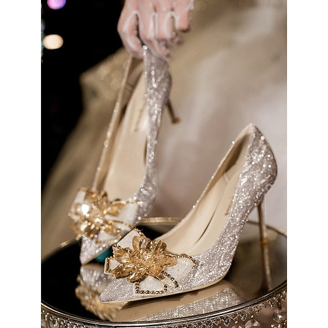 High Heels Glitter for Women Shoes – Sparkling Silver Wedding FashionChic