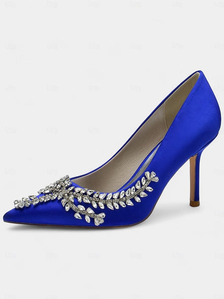 Stiletto Satin Heels – Women's Rhinestone-Embellished FashionChic