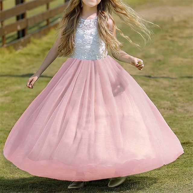 Girl Solid Color Dress Flower Kids Party Girls' FashionChic