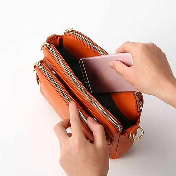 Shoulder Leather Women's Vintage Three-Layer Crossbody FashionChic