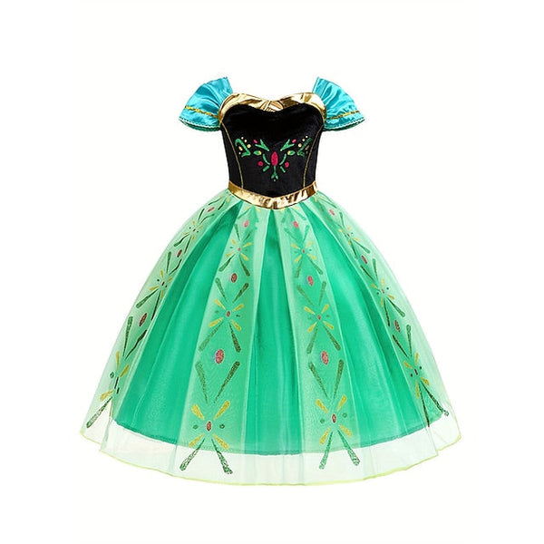 Frozen Dress Princess Girl Theme Anna Flower Fairytale Party FashionChic