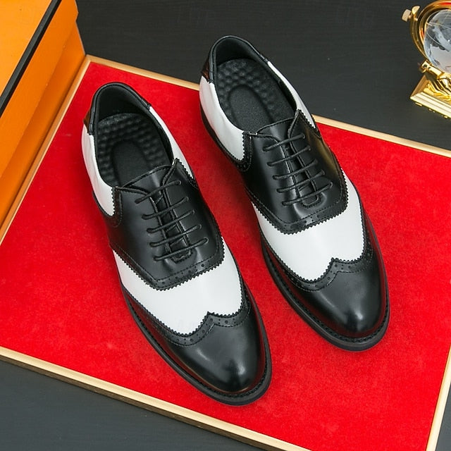 White Brogue and Shoes Oxford in Wingtip Men's Two-Tone FashionChic