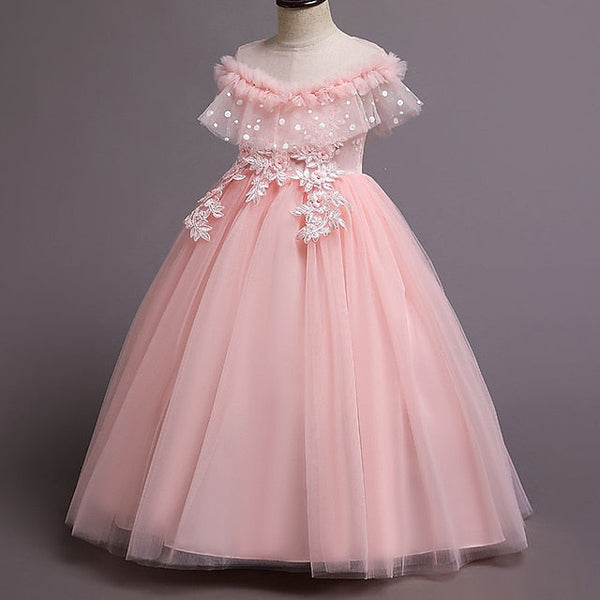 Girls' Color Flower Kids Girl Party Solid Dress FashionChic