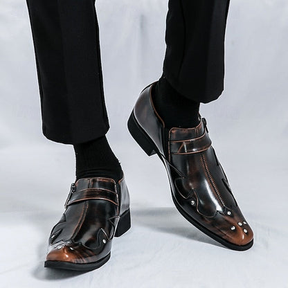 Formal Monk Black – Dress Men's Strap Leather Shoes FashionChic