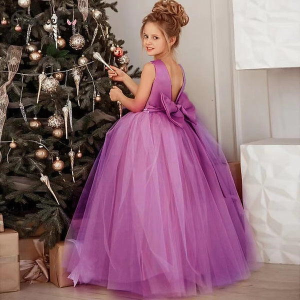 Girls' Party Solid Dress Color Flower Girl Kids FashionChic