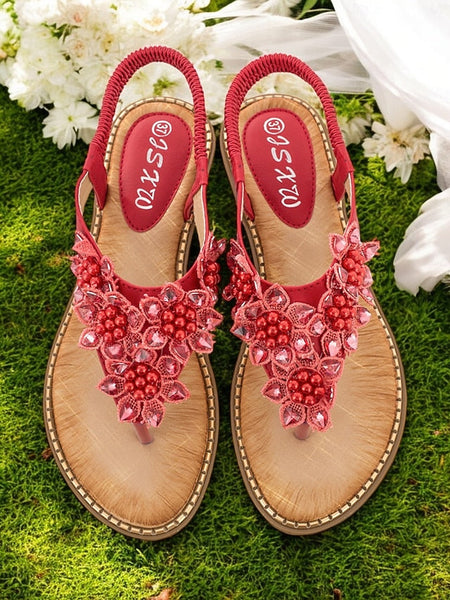 Floral Slip-Ons Flat Comfortable with Design Beaded FashionChic