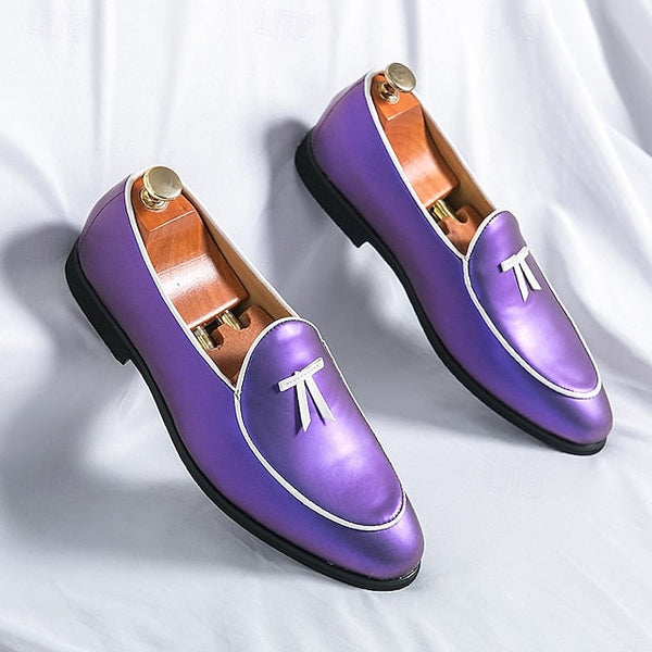 with Leather Patent Yellow Black Faux Men's Loafers Trim FashionChic