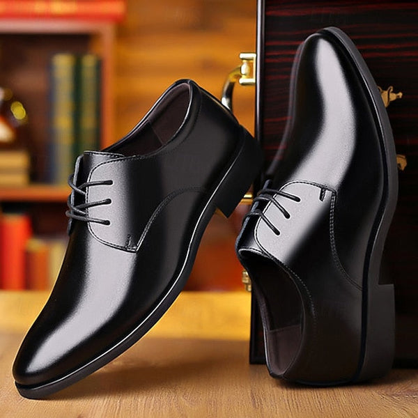 Black Derby Shoes Lace-Up Classic Formal – Men's Glossy FashionChic