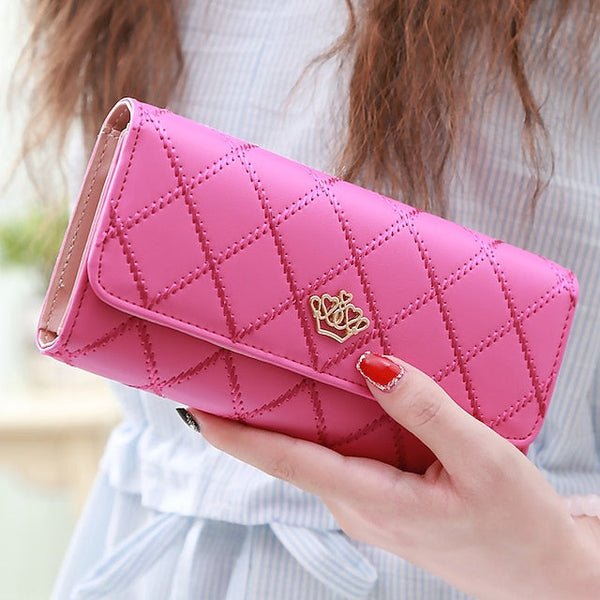 Gold Crown - Wallet Pink Emblem Women's with Quilted FashionChic