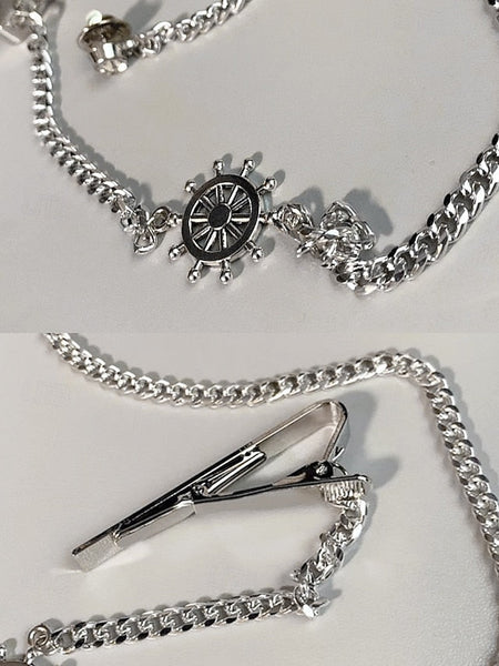 – Ship Silver Nautical with Tie Chain Design Wheel Men's FashionChic