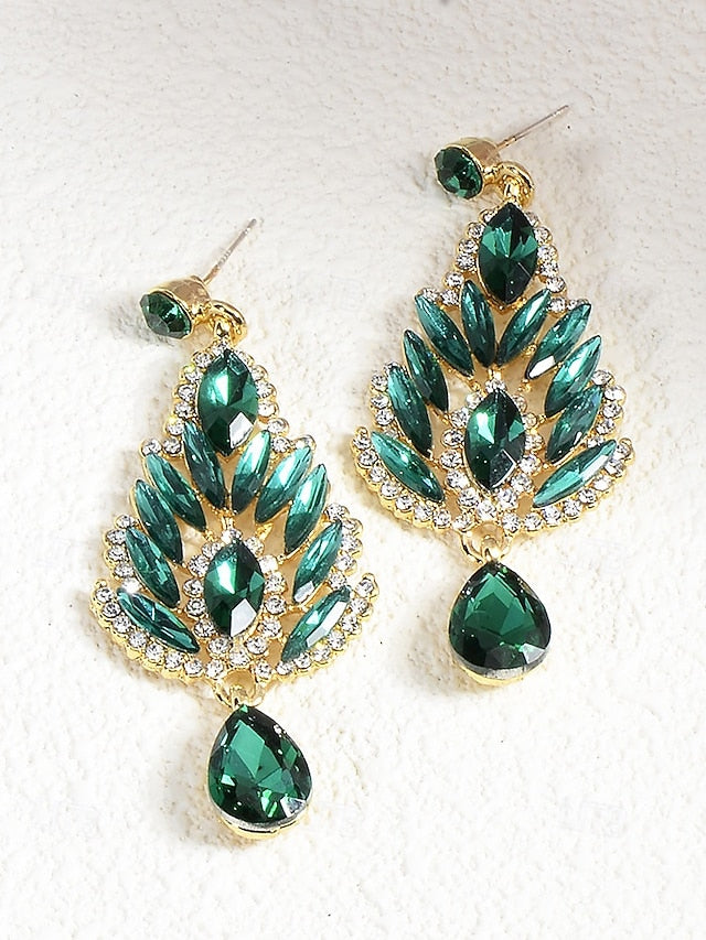 Crystal – Women's Earrings Drop Green Emerald FashionChic