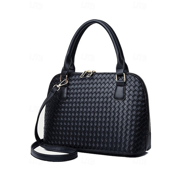 Handbag Set Brown Leather Women's Woven – 3-Piece Faux FashionChic