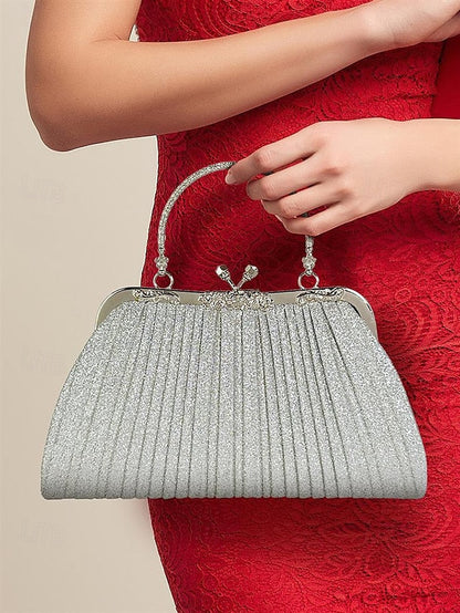 with Pleated Glitter Women's Vintage Clutch Evening Purse FashionChic
