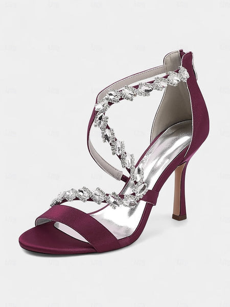 Women's Heel Sandals High White - Strappy Rhinestone FashionChic