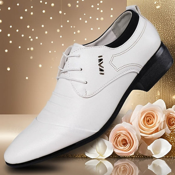 Men's - for Formal White Shoes Dress Lace-Up Elegant FashionChic