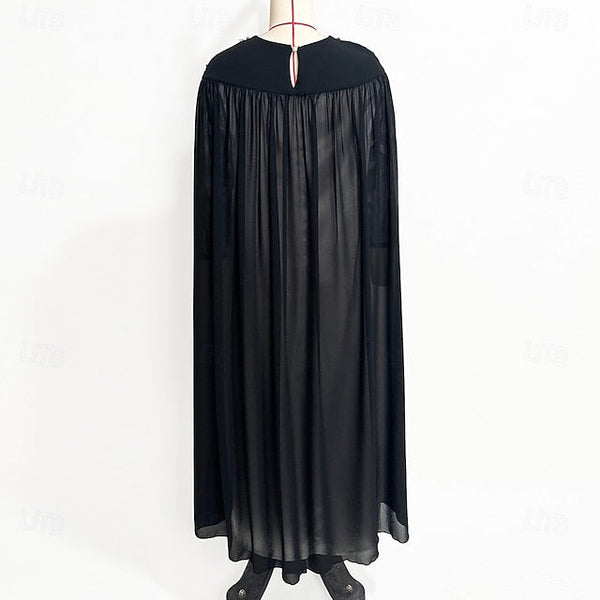 Cape Dress Bride Mother Neck the A-Line Elegant Crew of FashionChic