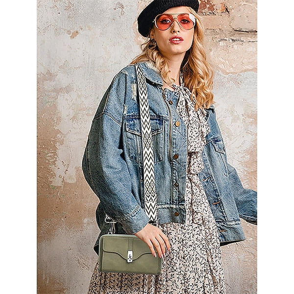 Crossbody Faux Women's Geometric Bag Pattern with Leather FashionChic