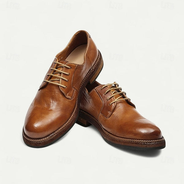 Shoes Welt Derby with Goodyear Leather Tan and Men's Clean FashionChic