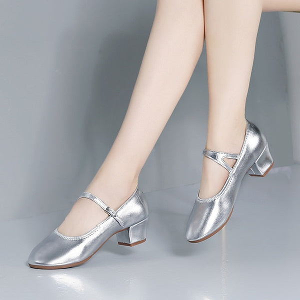 Dance Jane Low Women's Gold Mary with Shoes Heel Buckle FashionChic