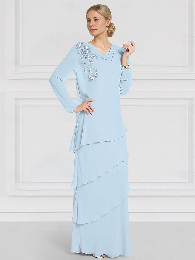 Jacket Dress of Ruffles Sleeve the Mother Long Lace Bride with FashionChic