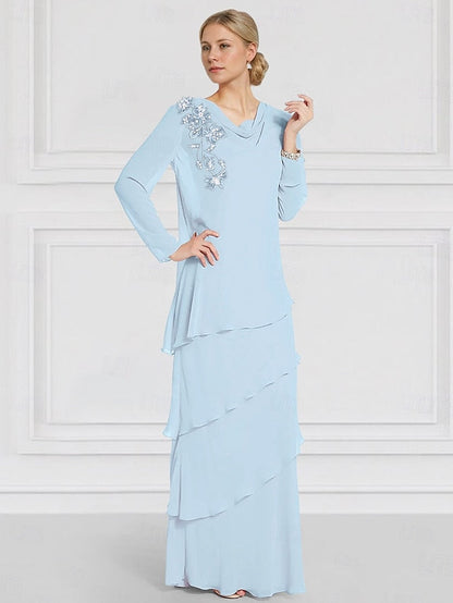 Jacket Dress of Ruffles Sleeve the Mother Long Lace Bride with FashionChic