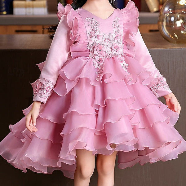 Flower Wedding Kids Long Party Special Girls' Dress Sleeve FashionChic