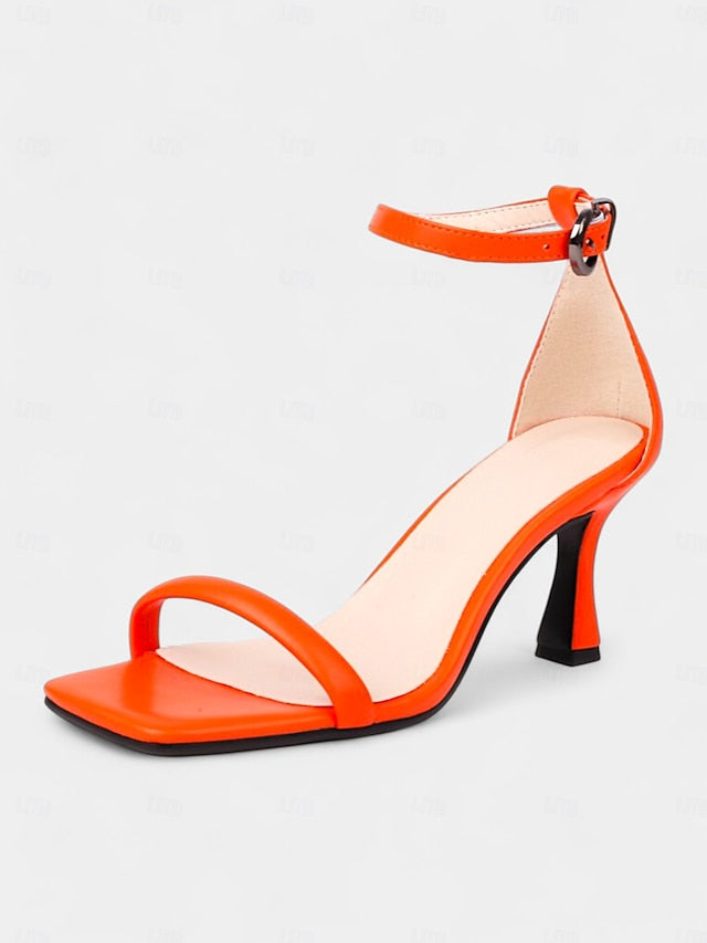 Sleek - Ankle Minimalist Strap Green Women Mid-Heel Sandals for FashionChic