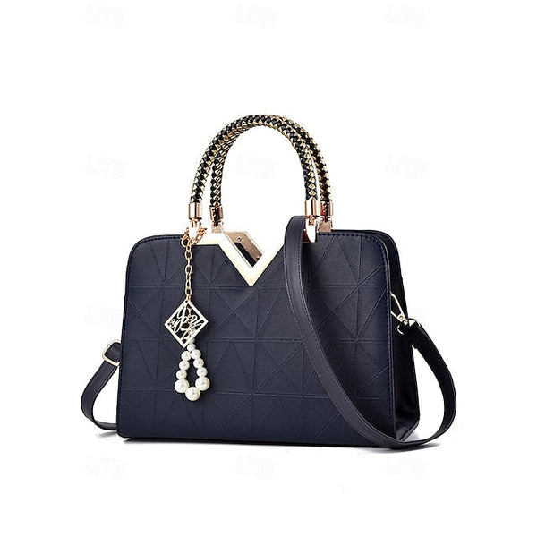 Handbag Faux with Elegant – Women's Pendant Pearl Leather FashionChic