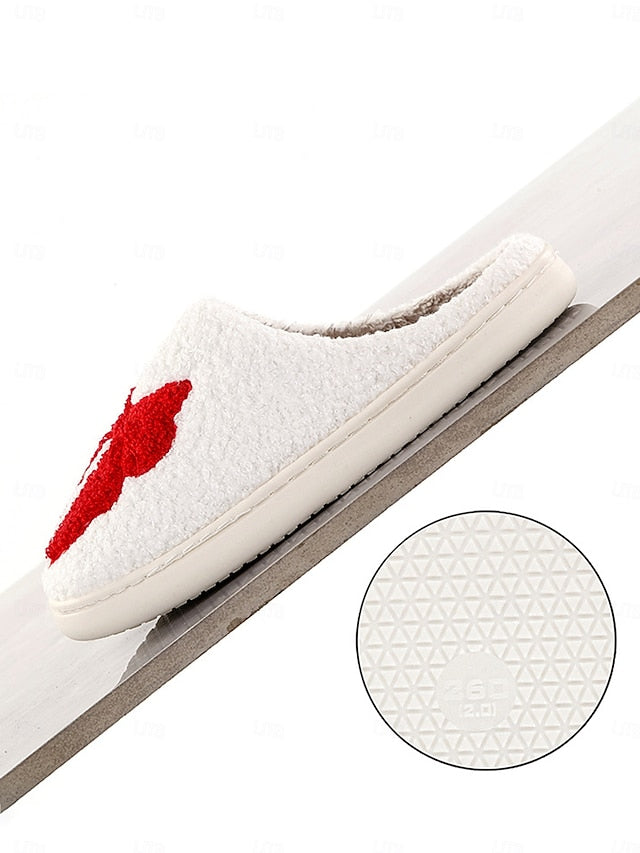 Bowknot Women's - with White Soft Slippers and Design Red FashionChic