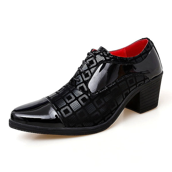 Heel Oxford Men's Patent Shoes and Red Leather Black Block FashionChic