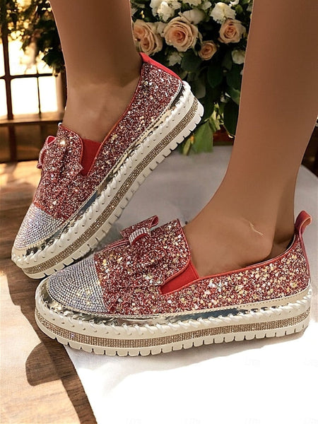 Sparkling Women – for Rhinestone Glittery Loafers Slip-On FashionChic