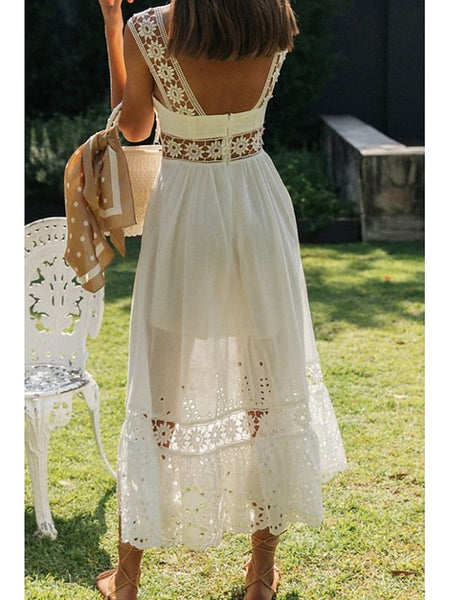 Women's Midi Dress White Dress Graduation Dress Elegant