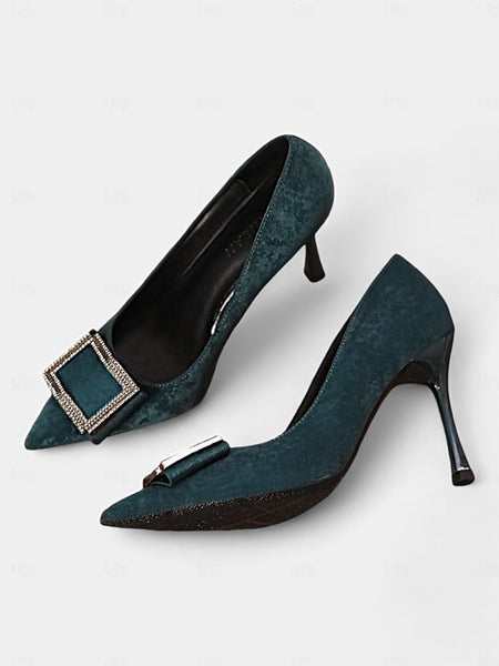 Heels Women's Pointed Elegant Champagne Buckle Toe – FashionChic