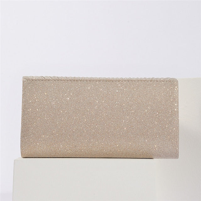 Evening with Glitter Women's Clutch Bag Gold Metal Elegant FashionChic