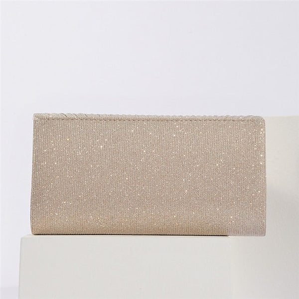 Evening with Glitter Women's Clutch Bag Gold Metal Elegant FashionChic