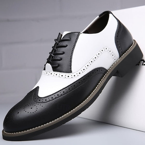 Shoes in Oxford White Two-Tone Brogue Dress Wingtip Men's FashionChic