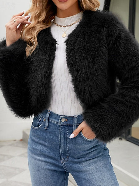 Women's Comfortable Coat Faux Winter Fur Furs Warm FashionChic