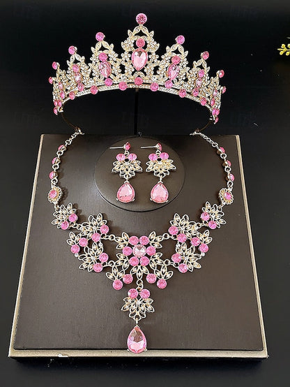 Rhinestone Set Elegant and – Women's Jewelry Tiara Silver FashionChic