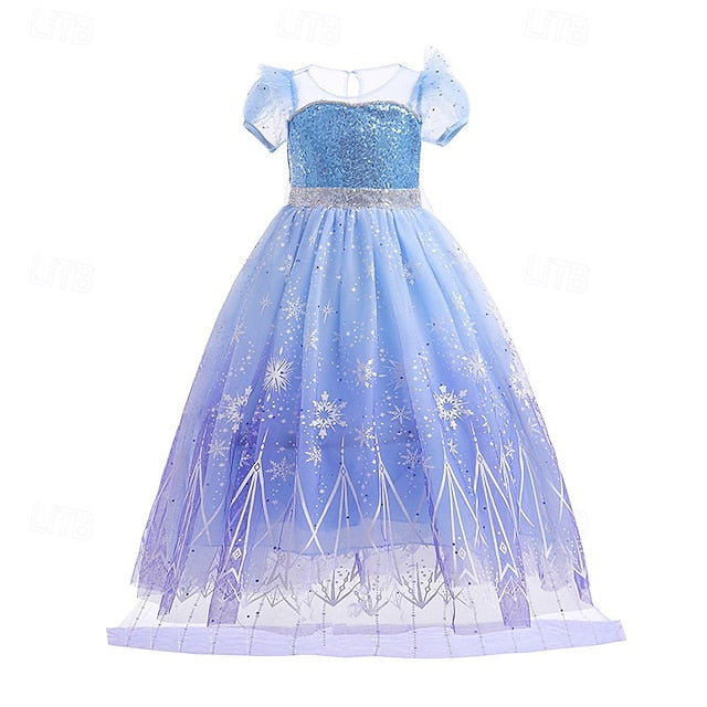Theme Princess Party Elsa Girl Fairytale Flower Frozen Dress FashionChic